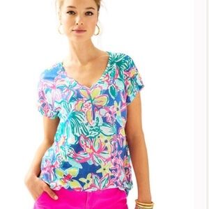 EUC Lilly Pulitzer Casa Azul Iris Blue LinenTop XS